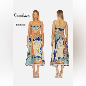 NWT Christian Lacroix Vibrant Backless Midi Dress Linen blend Zimmermann style